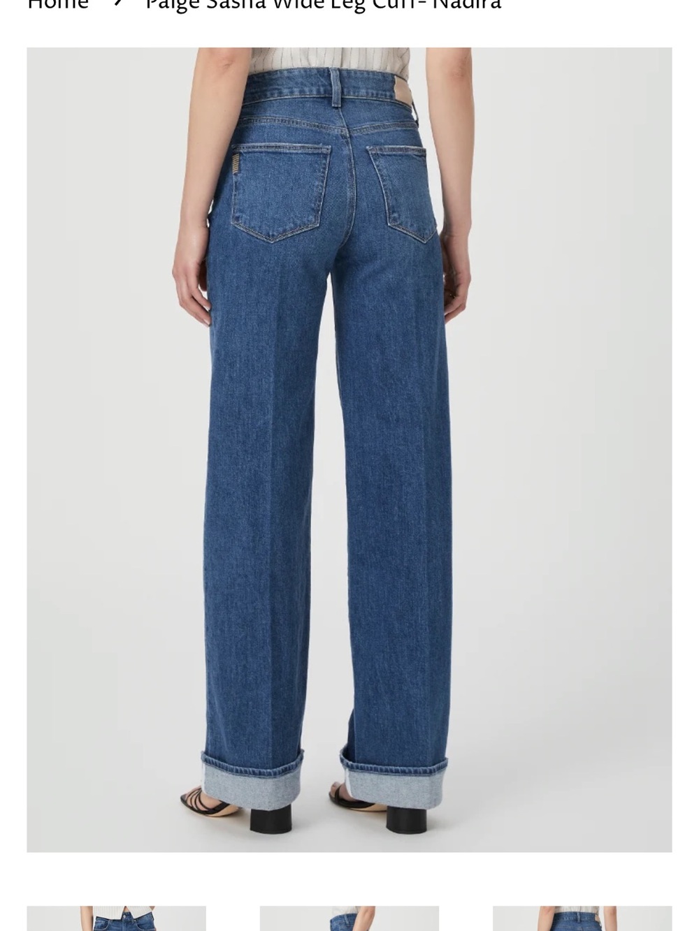 PAIGE High-Rise Wide Leg Jeans in Medium Blue Wash - Picture 5 of 6
